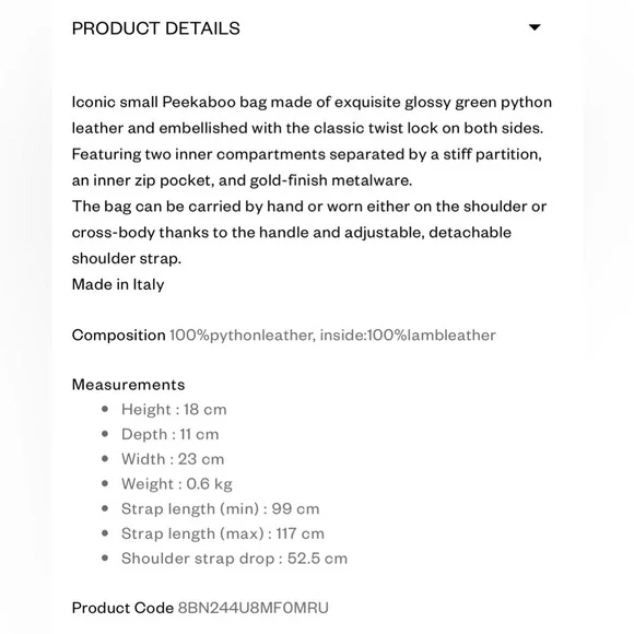 FENDI Peekaboo Mini Green python bag - Picture 16 of 16